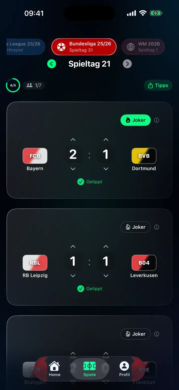 Tippabgabe Conference League in der Tippr-App