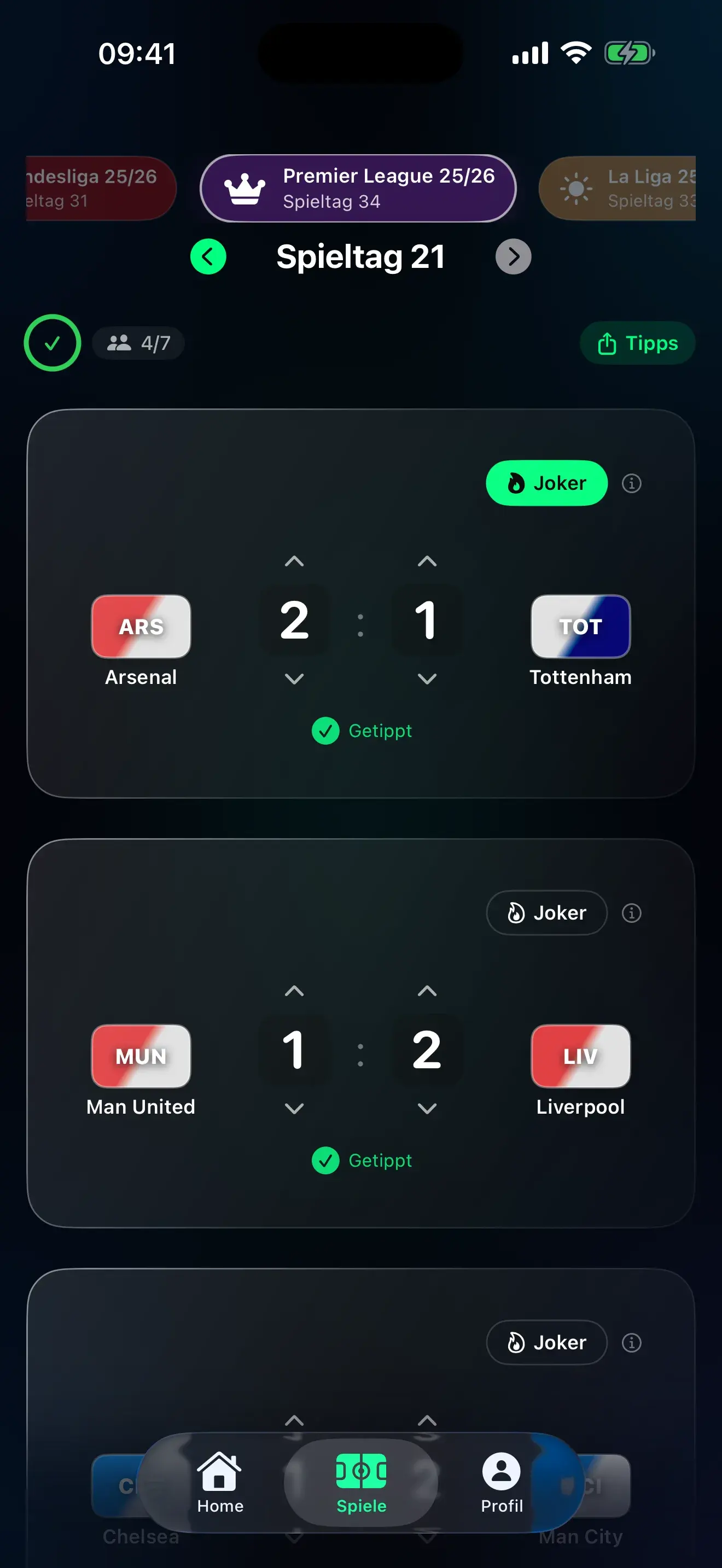 Tippr App — Championship Tippabgabe