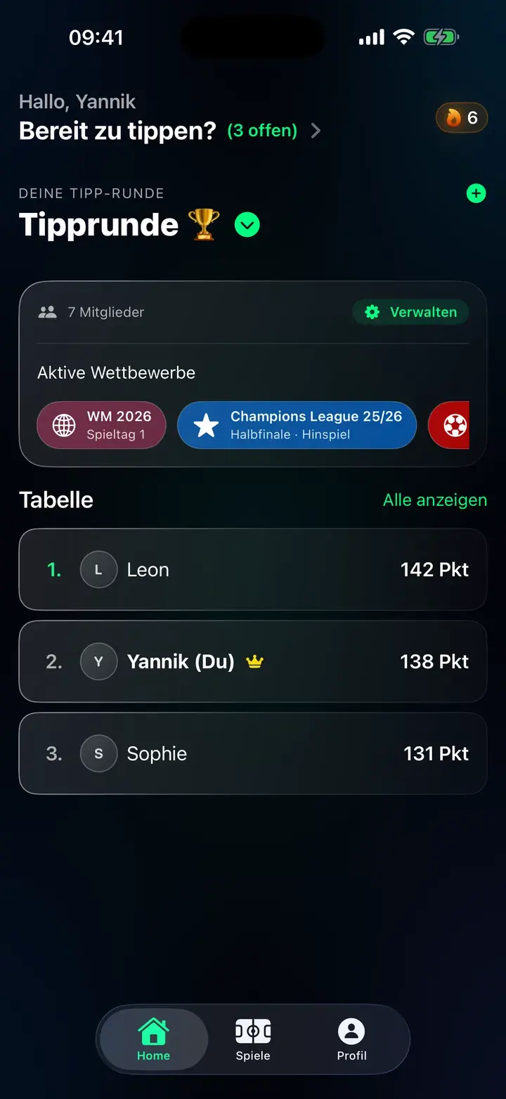 Tippr App — Tipprunde mit Conference League