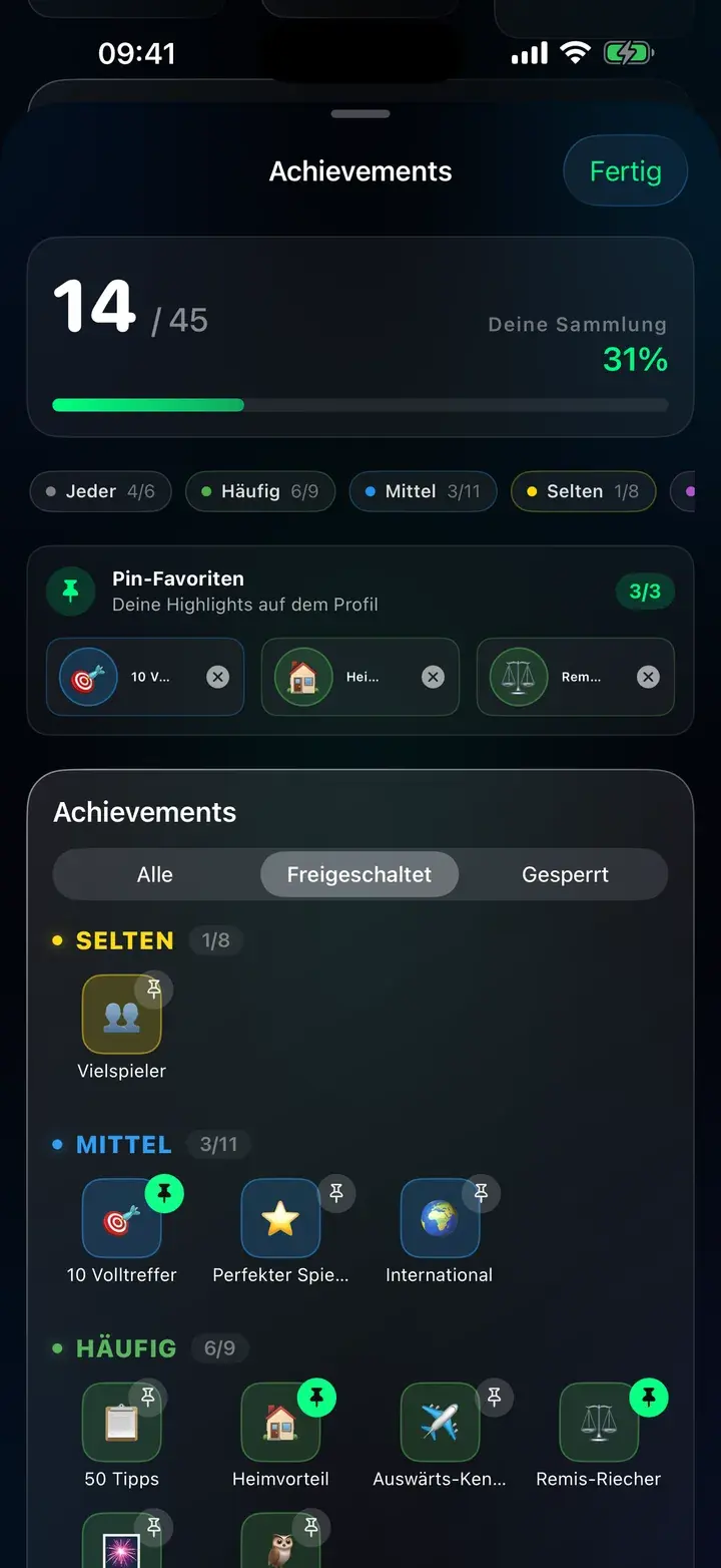 Achievements in der Tippr-App