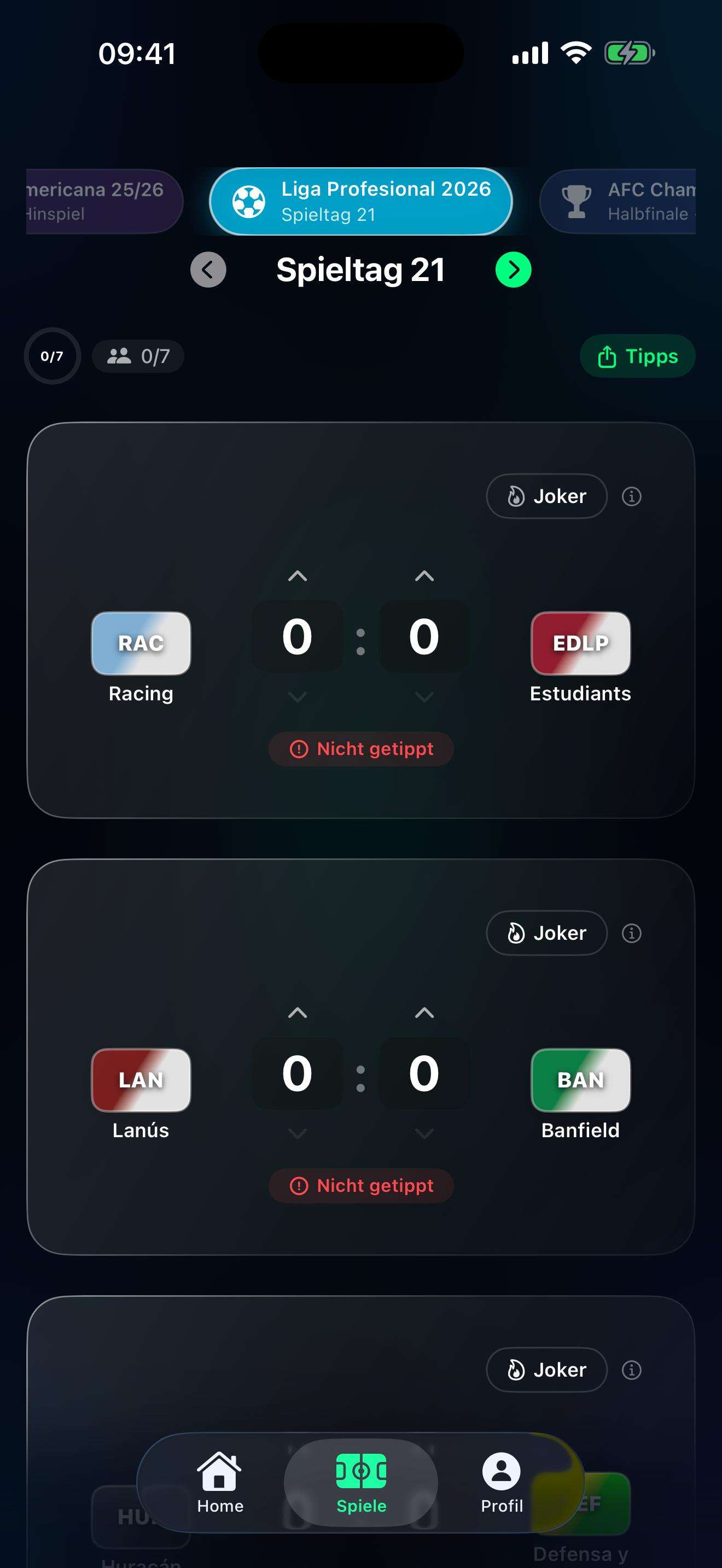 App de quinielas Tippr – Vor Anpfiff