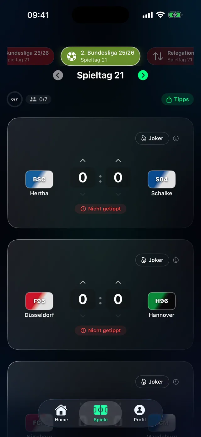 Tippr football prediction app – Vor Anpfiff
