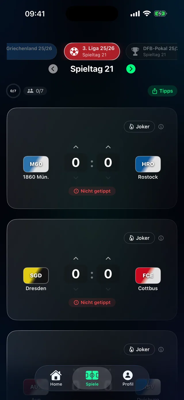 Tippr football prediction app – Vor Anpfiff