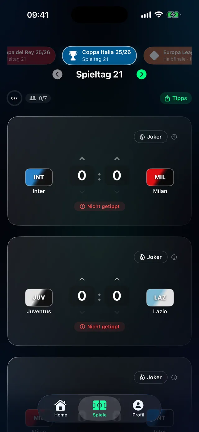 Tippr football prediction app – Vor Anpfiff