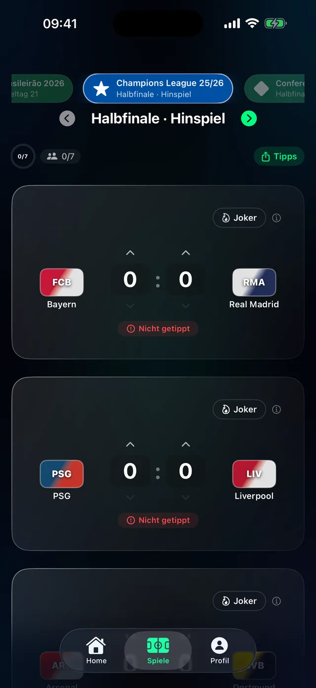 Tippr football prediction app – Vor Anpfiff