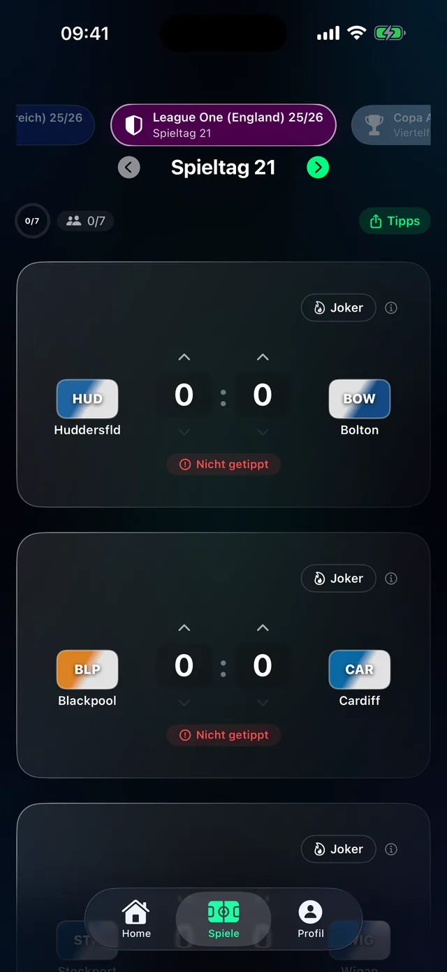 Tippr football prediction app – Vor Anpfiff