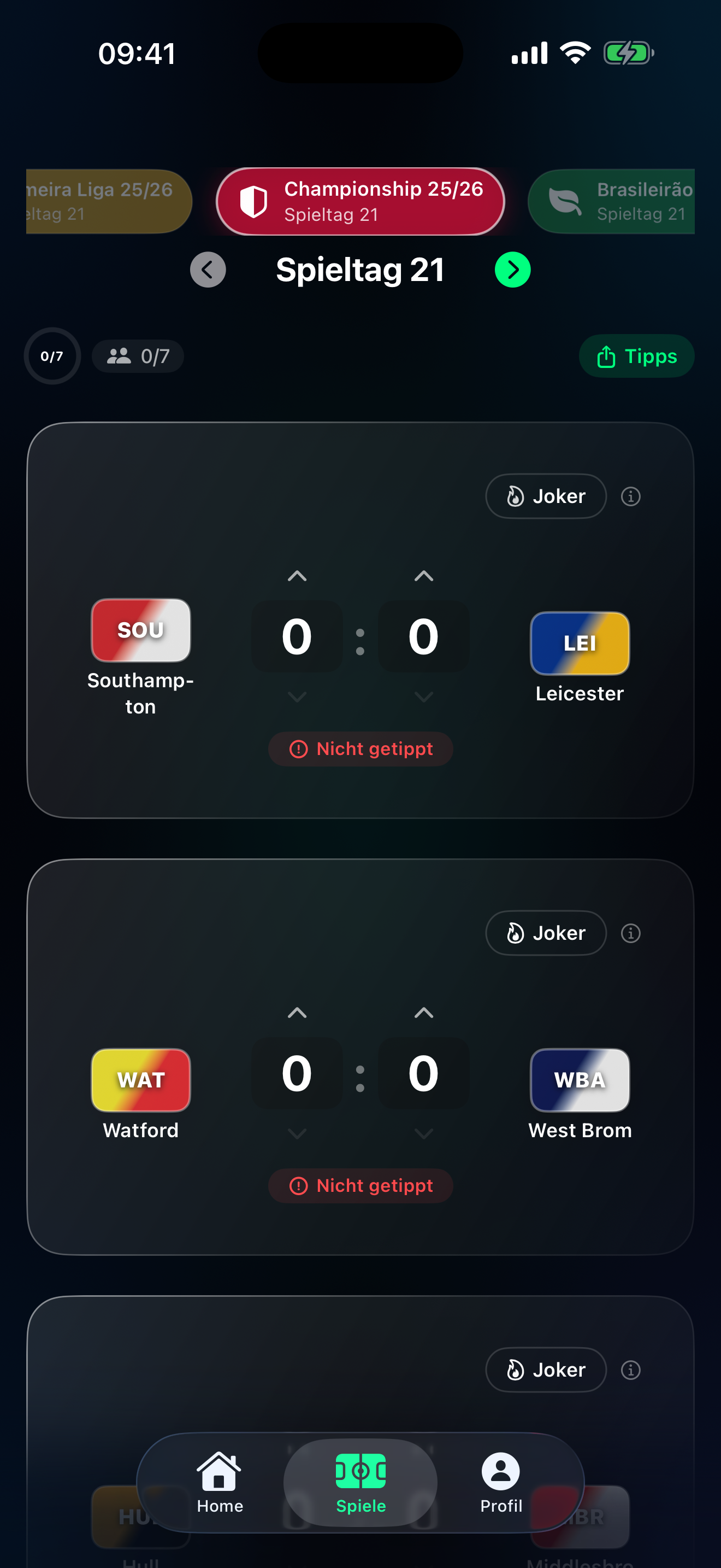 Tippr football prediction app – Vor Anpfiff
