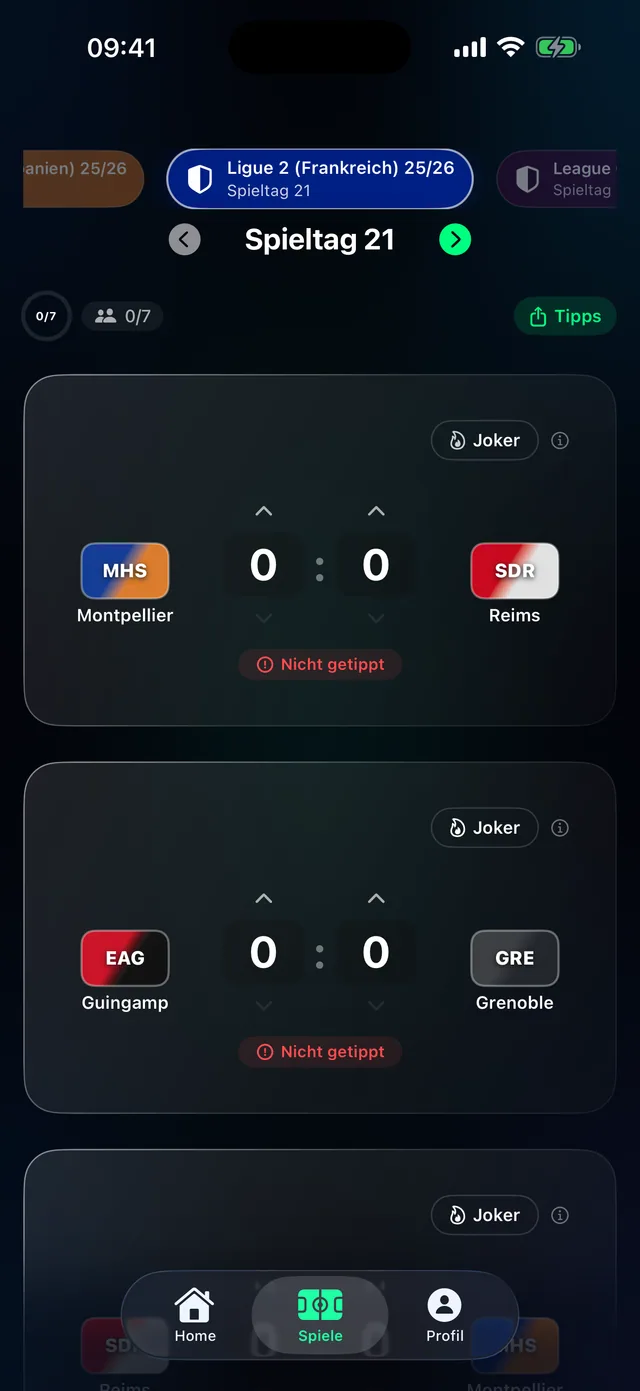 Tippr football prediction app – Vor Anpfiff
