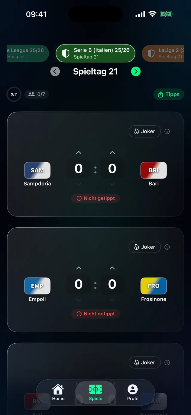 Tippr football prediction app – Vor Anpfiff